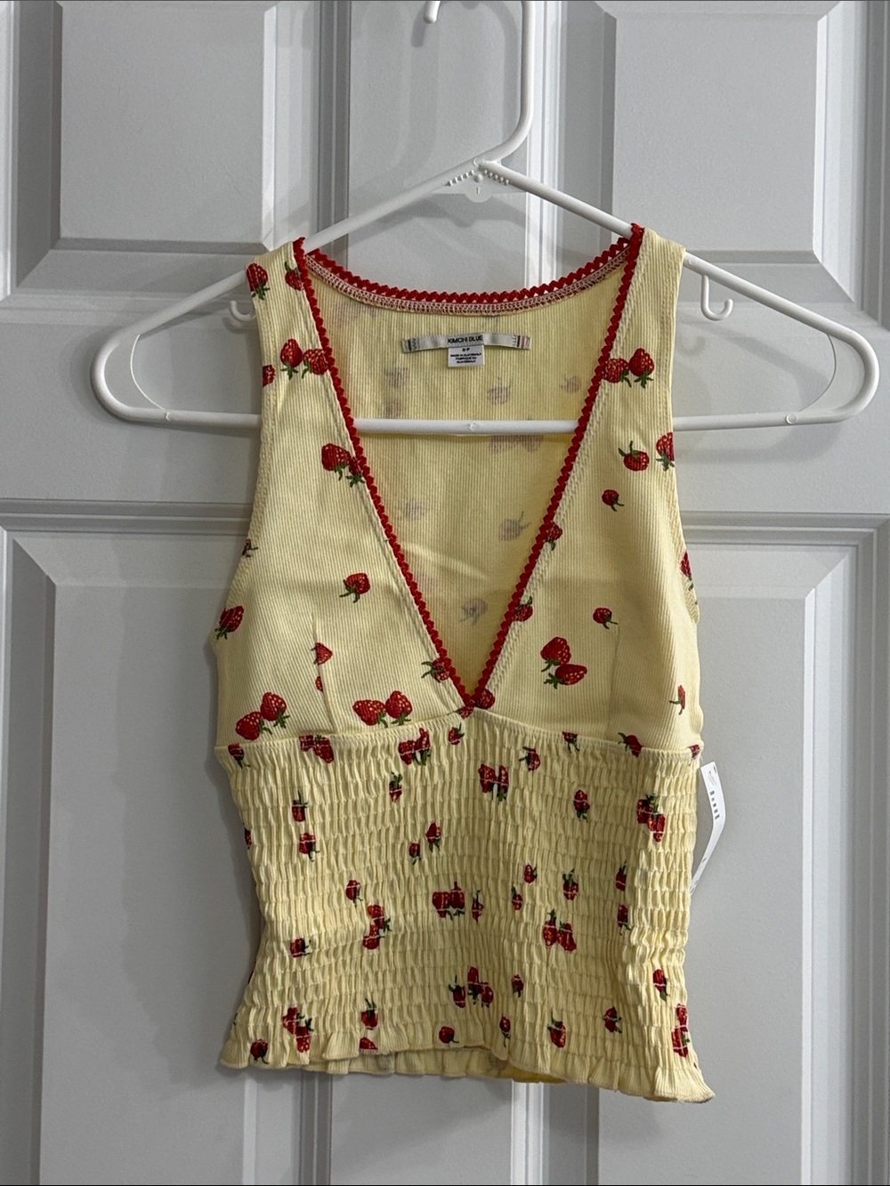 Kimchi Blue Yellow Tank Top with Red Strawberry Print NWT